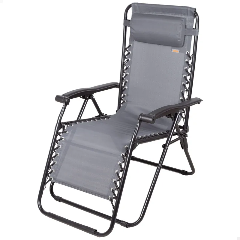 Aktive Silla plegable jardín gravedad cero 52x68x104 cm gris 2 posiciones