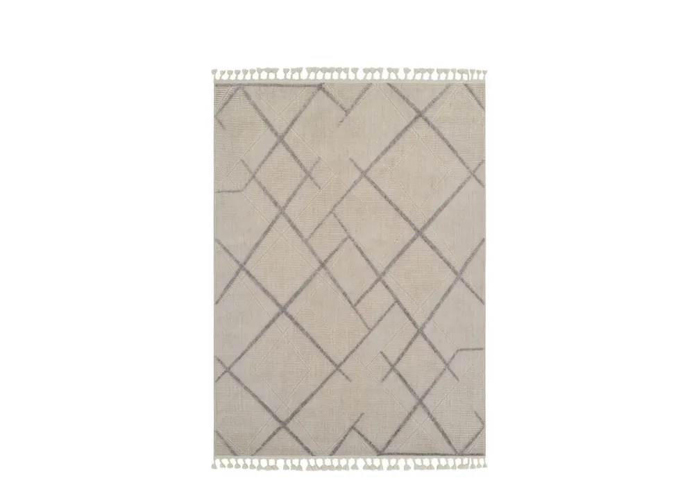 Alfombra 200x290 cm, marfil/gris - Textil
