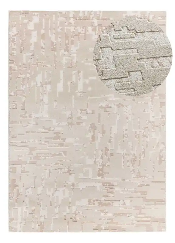 Alfombra abstracta con relieve beige BARESA, 80x150 cm - ATTICGO