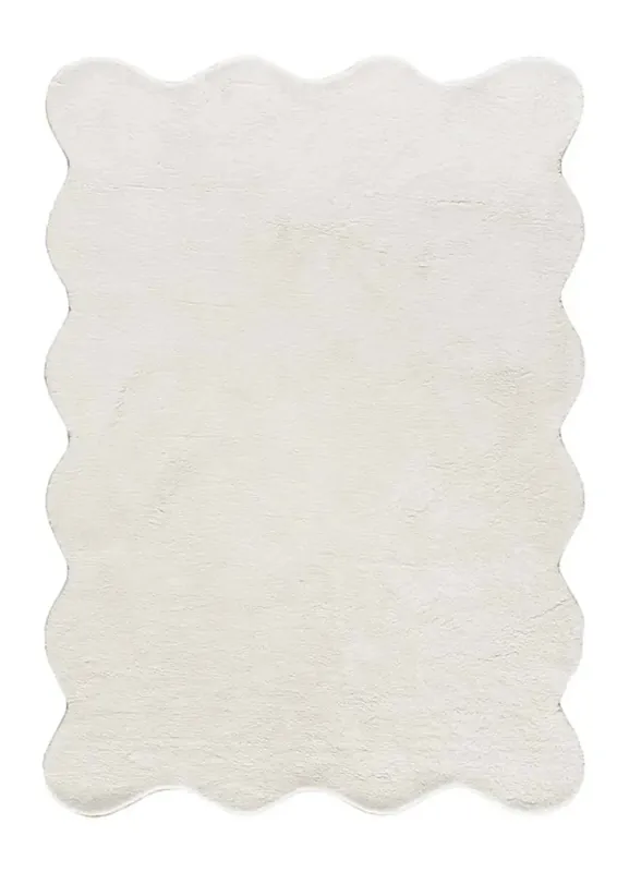 Alfombra borde ondulado liso blanco MELLOW, 120x170 cm - ATTICGO