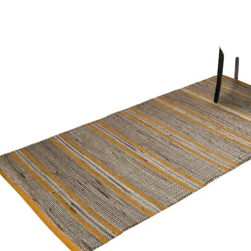 Alfombra de yute con detalles de algodón Palena 180X240 MOSTAZA - Textil