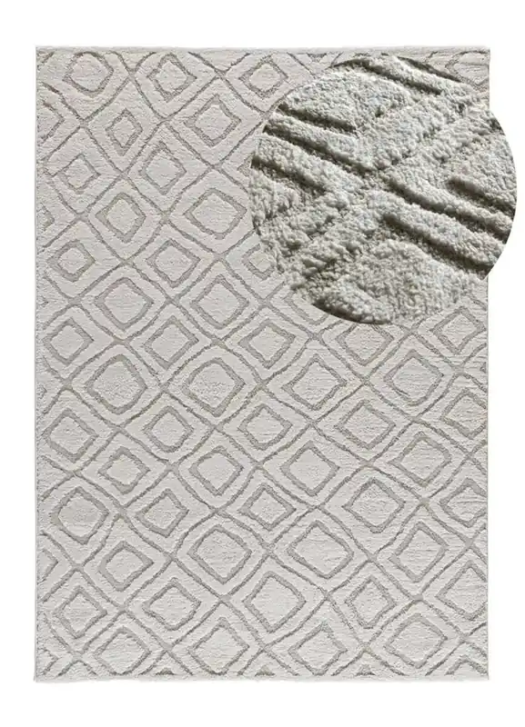 Alfombra escandinavo con relieve blanco JUNO, 64x120 cm - ATTICGO