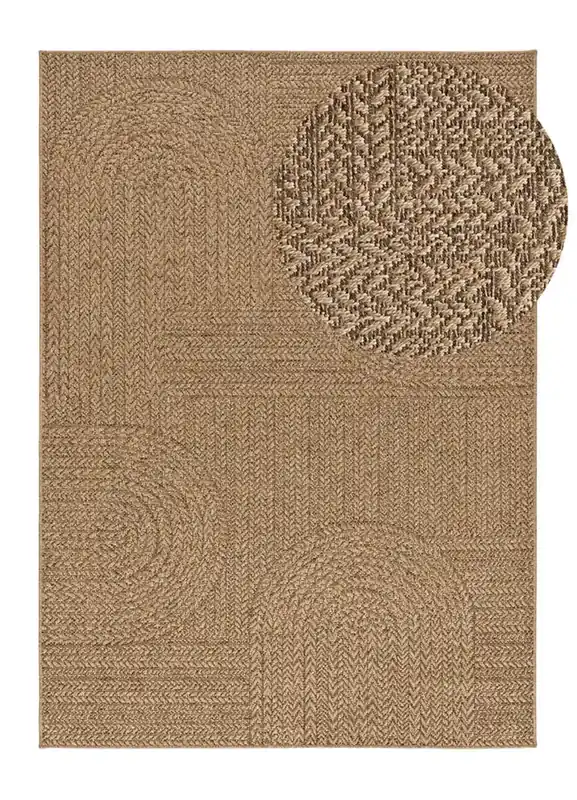 Alfombra exterior/interior geométrica efecto yute natural ACRA, 120x170 cm - ATTICGO