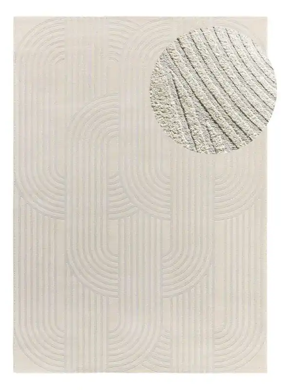 Alfombra geométrica con relieve plata BARESA, 160x230 cm - ATTICGO