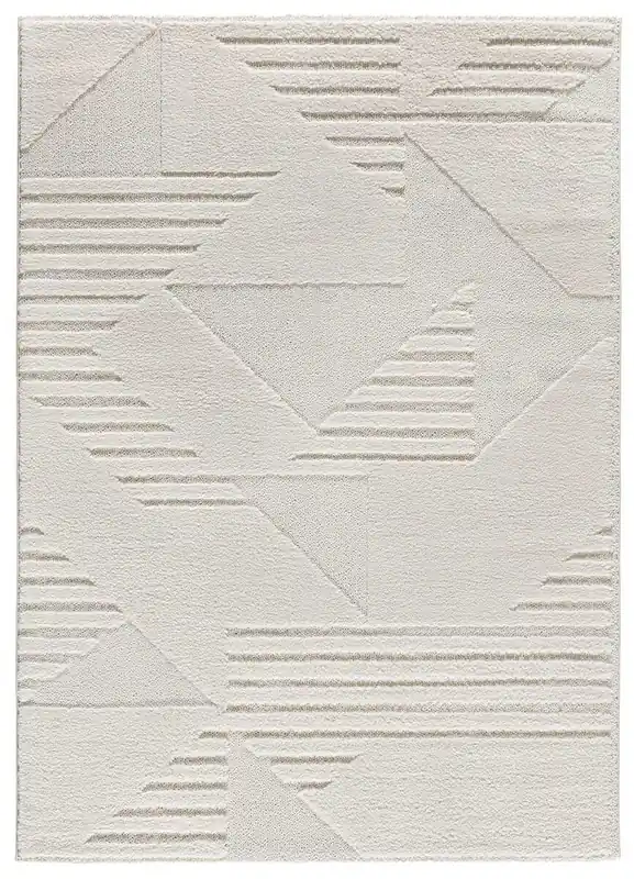 Alfombra geométrica con relieve en beige NUMA, 80x150 cm - ATTICGO