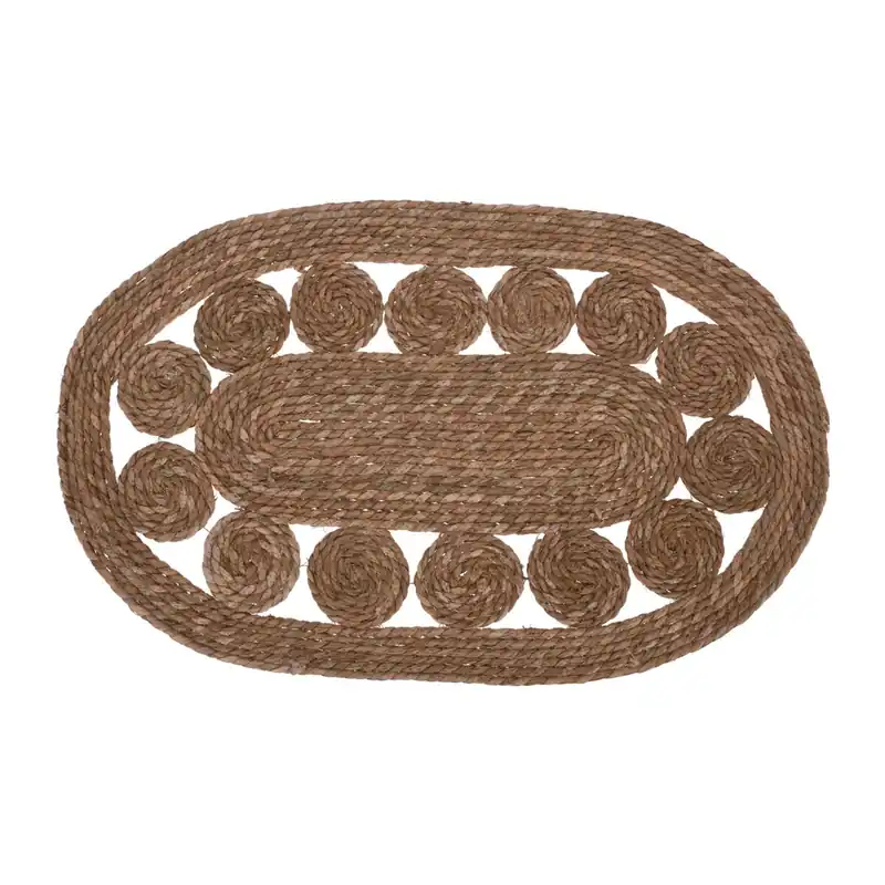 Alfombra ovalada de hoja de totora 80x50cm - Textil
