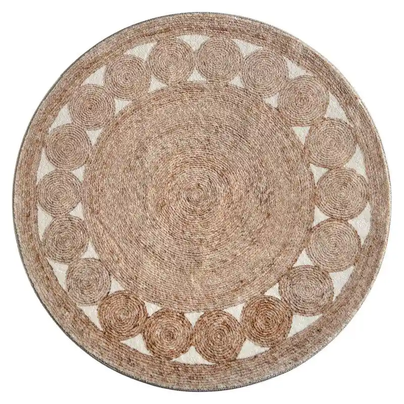 Alfombra redonda Ø 90 cm, beige - Textil