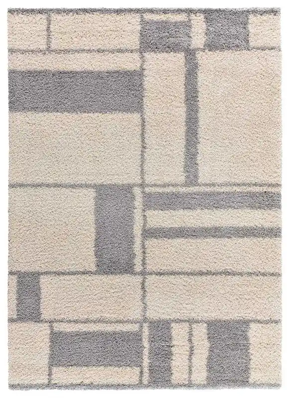 Alfombra shaggy geométrica plata HELIA, 160x230 cm - ATTICGO