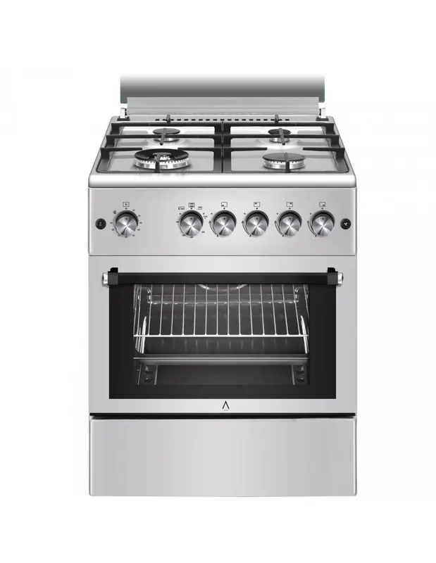 ALPHA Cocina de Gas VULCANO LUX-60 Inox. Encendido automático, Wok, Ventilador y Temporizador. *Alta Gama*