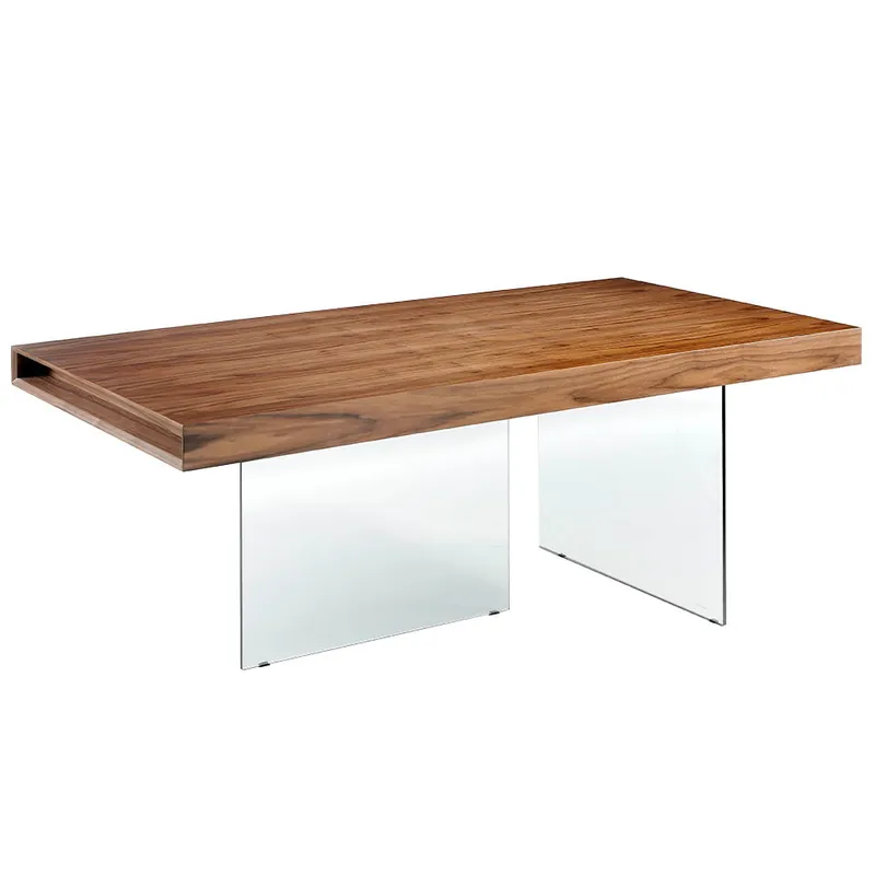 ANGEL CERDA Mesa comedor rectangular nogal y cristal templado - Muebles