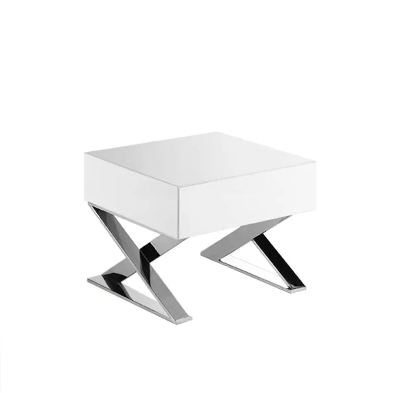 ANGEL CERDA Mesita de noche madera y acero cromado - Muebles