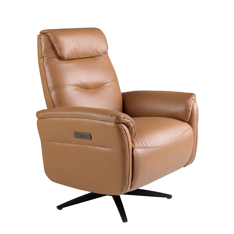 ANGEL CERDA Sillón relax giratorio piel marrón - Sofás sillones puffs