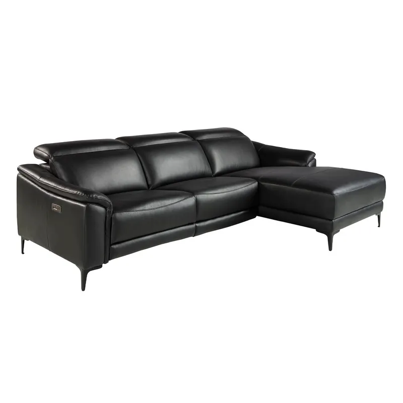 ANGEL CERDA Sofá chaise longue relax derecha piel negro - Sofás sillones puffs