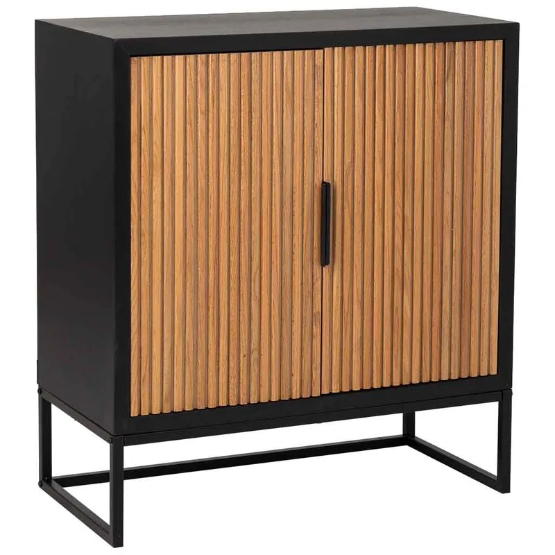 Aparador 1 cajon y 2 puertas de madera y metal negro 80x39.5x89 - Muebles