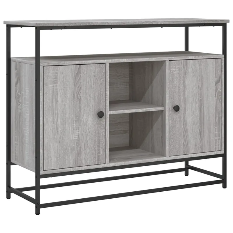 vidaXL Aparador de madera de ingeniería roble ahumado 100x35x80 cm - Muebles