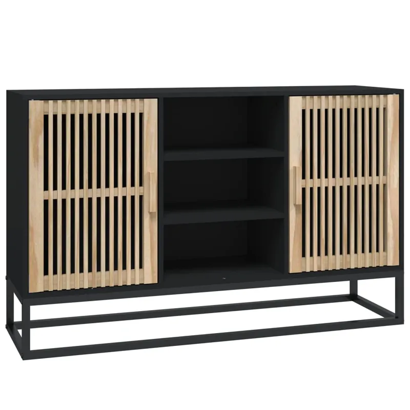 vidaXL Aparador de madera contrachapada negro 105x30x65 cm - Muebles
