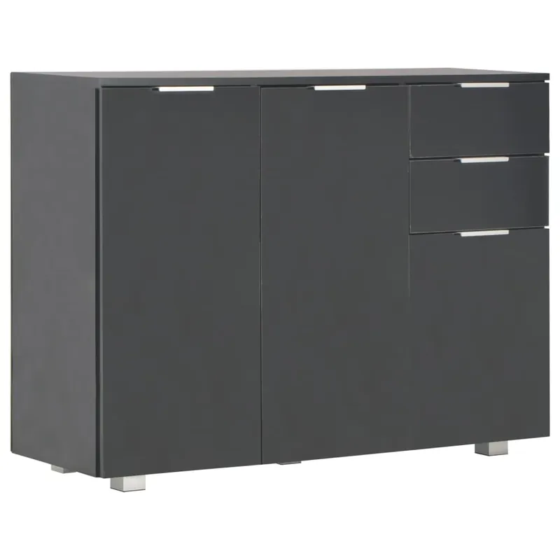 vidaXL Aparador negro brillante 107x35x80,5 cm - Muebles