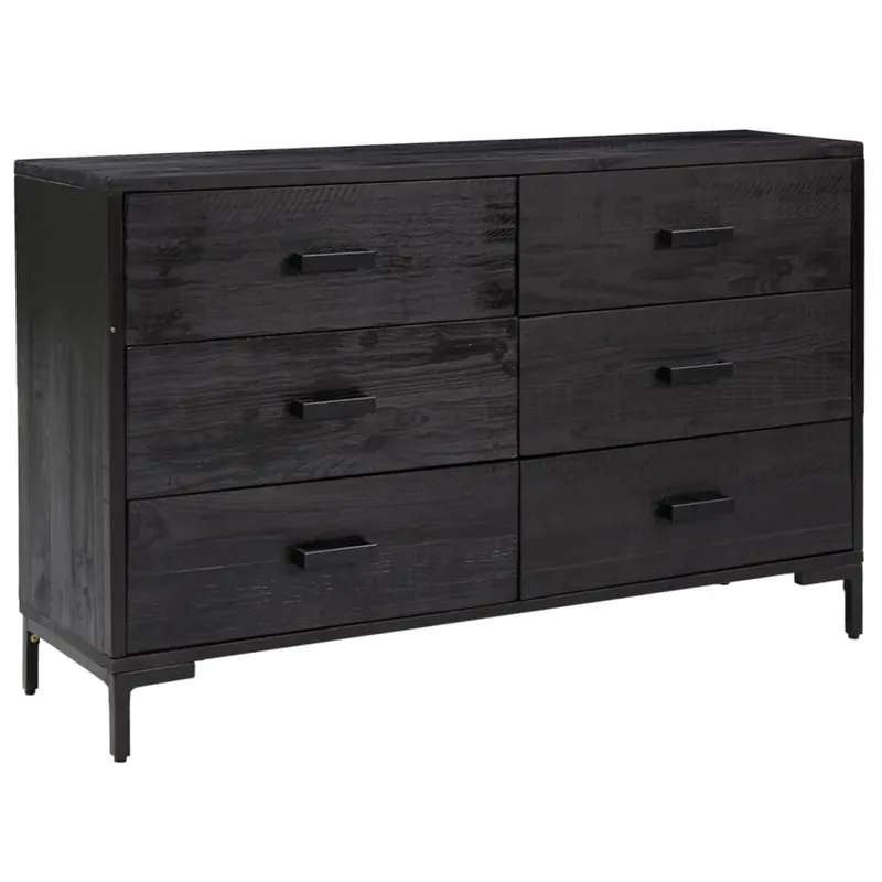 vidaXL Aparador de madera maciza de pino negro 110x35x70 cm - Muebles