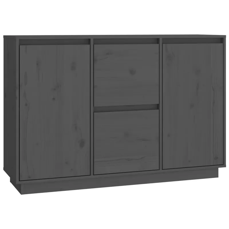 vidaXL Aparador de madera maciza de pino gris 111x34x75 cm - Muebles