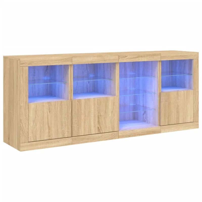 vidaXL Aparador con luces LED roble ahumado 164x37x67 cm - Muebles