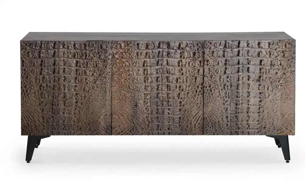 Aparador 3 puertas madera de mango imitacion piel caiman bronze - Muebles