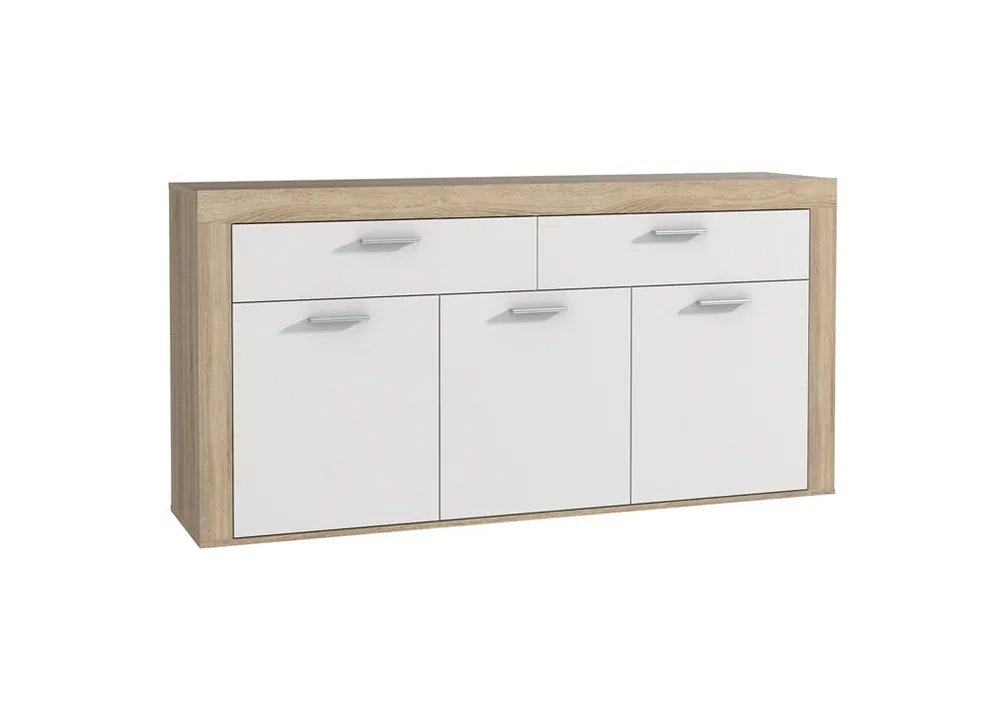 Aparador 3 puertas y 2 cajones AKRON blanco y gris - Muebles