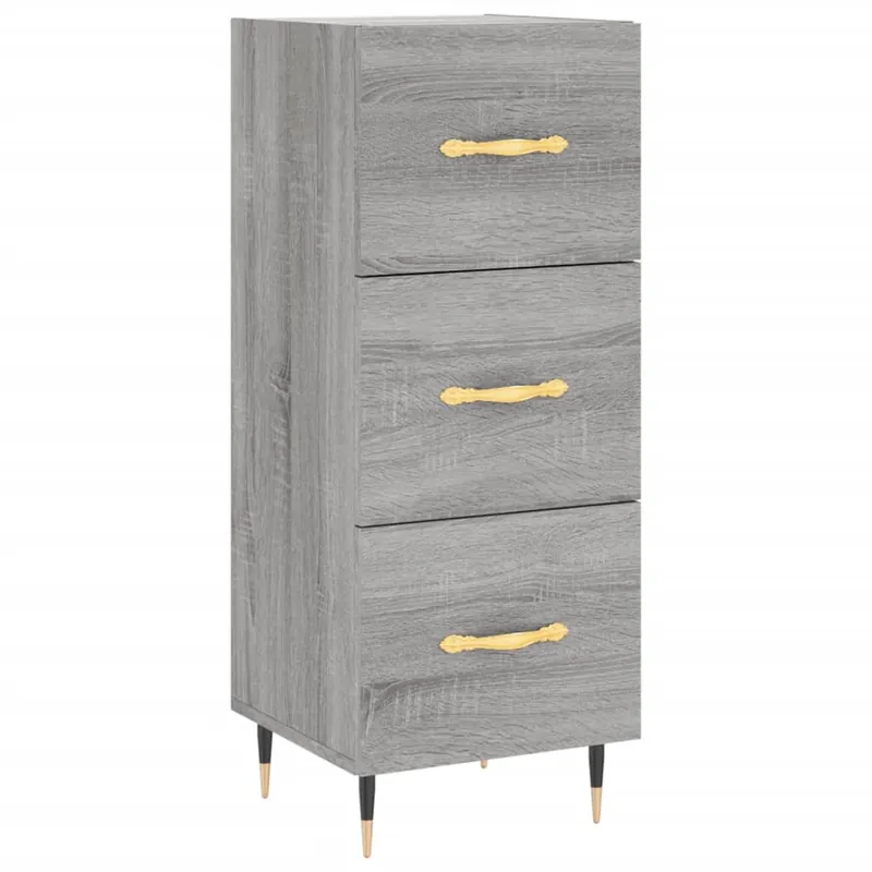 vidaXL Aparador de madera contrachapada gris hormigón 34,5x34x90 cm - Muebles