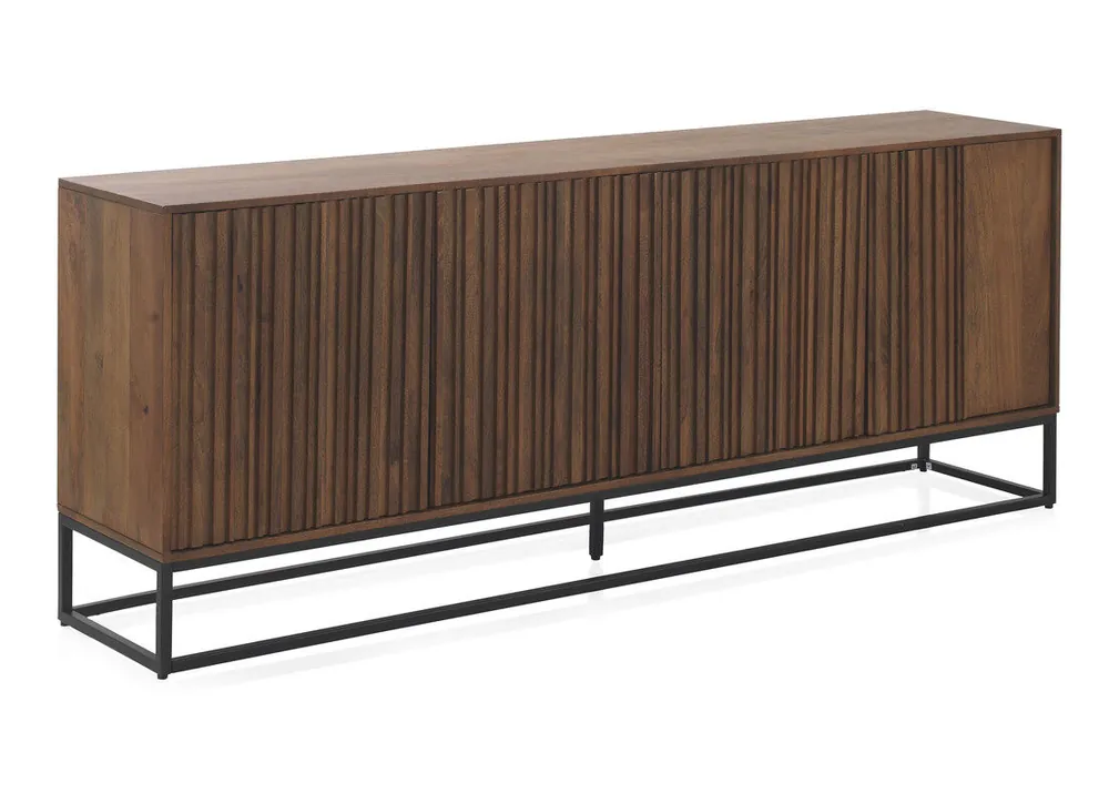 Aparador 4 Puertas Laminado Madera Maciza De Mango, Base De Metal - Muebles