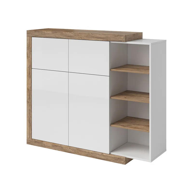 Aparador 4 puertas Azior Blanco y Madera - Muebles