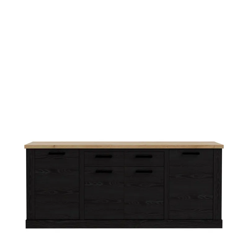 Aparador 4 puertas y 2 cajones VERONA blanco y madera - Muebles