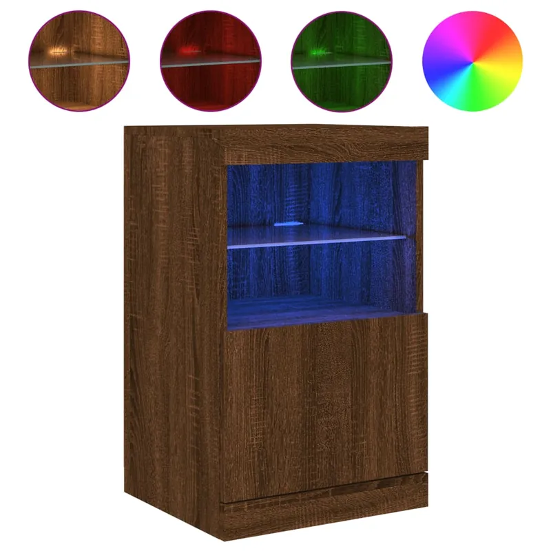vidaXL Aparador con luces LED roble ahumado 41x37x67 cm - Muebles