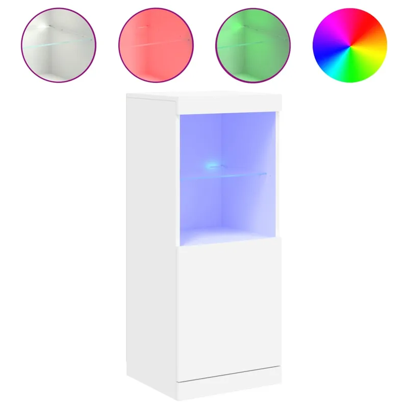 vidaXL Aparador con luces LED roble ahumado 41x37x100 cm - Muebles