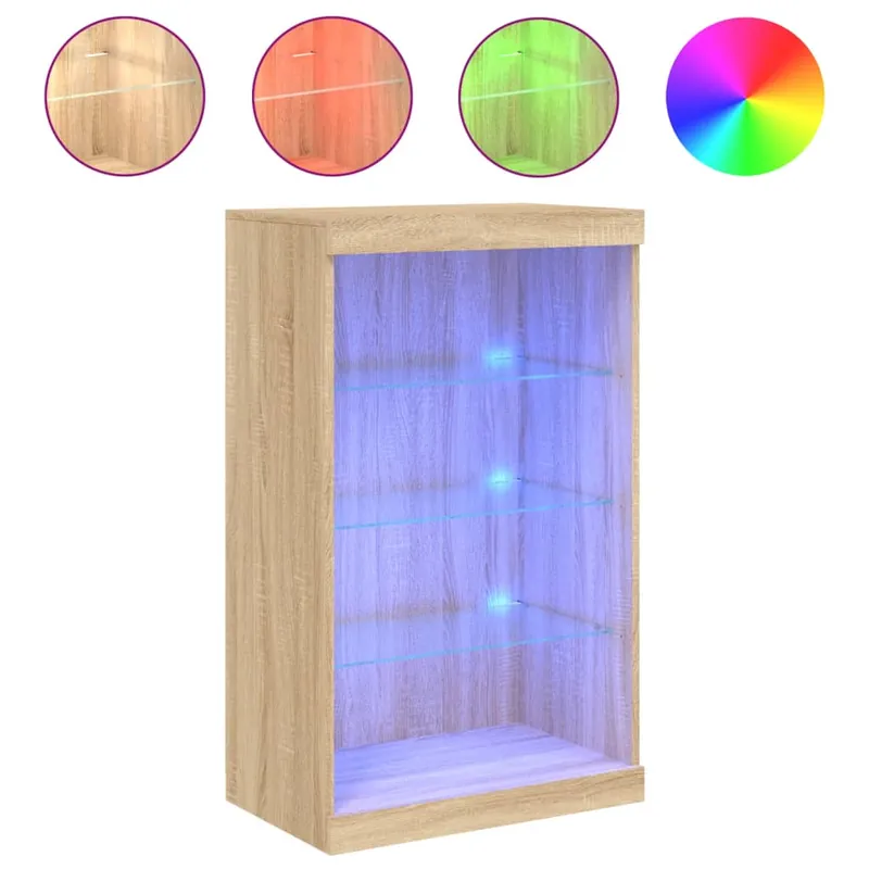 vidaXL Aparador con luces LED gris hormigón 60,5x37x100 cm - Muebles