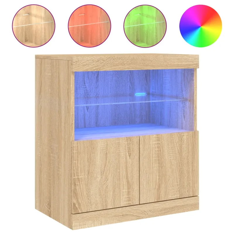 vidaXL Aparador con luces LED gris hormigón 60x37x67 cm - Muebles