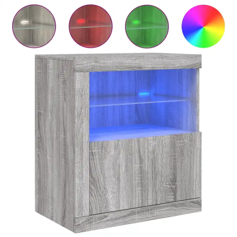 vidaXL Aparador con luces LED gris hormigón 60,5x37x67 cm - Muebles