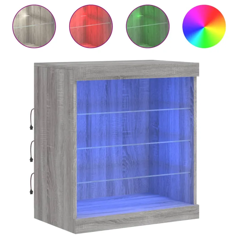 vidaXL Aparador con luces LED gris Sonoma 60,5x37x67 cm - Muebles