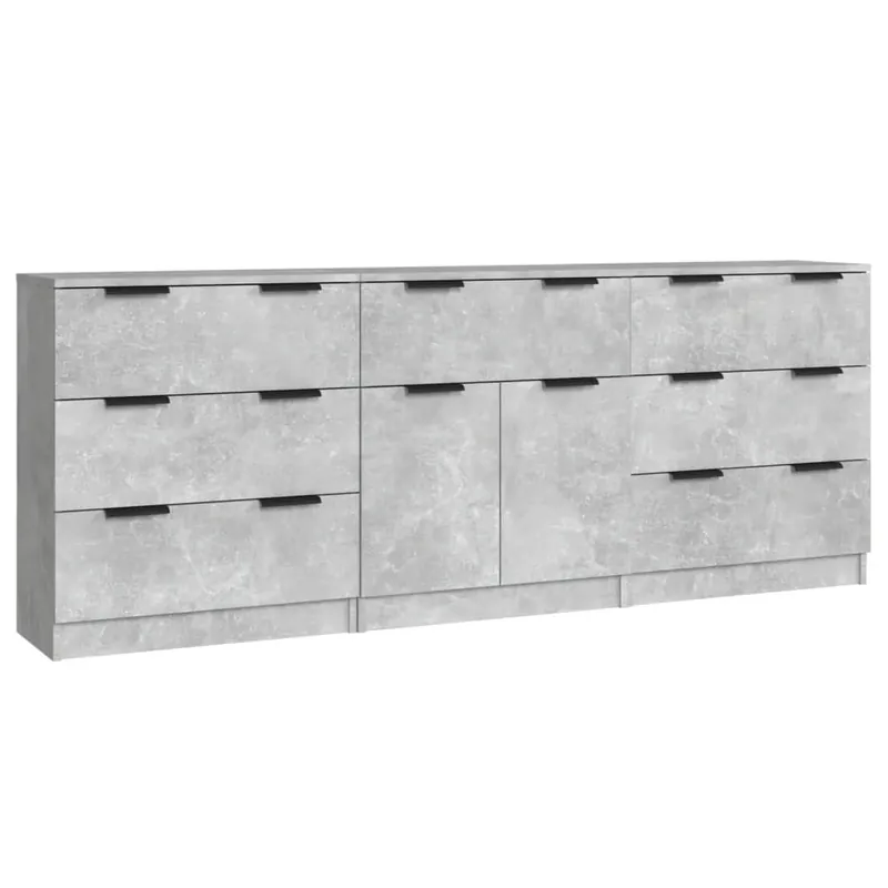 vidaXL Aparador de 3 piezas madera contrachapada blanco - Muebles