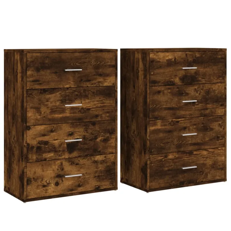 vidaXL Aparadores 2 uds madera de ingeniería gris hormigón 60x31x84 cm - Muebles