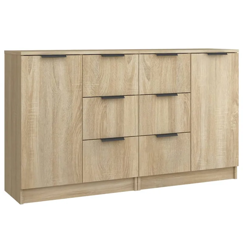 vidaXL Aparadores 2 uds madera contrachapada gris hormigón 60x30x70 cm - Muebles