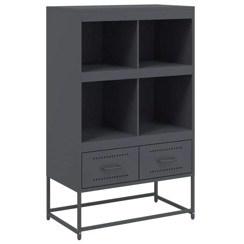 vidaXL Aparador de acero negro 68x39x111,5 cm - Muebles