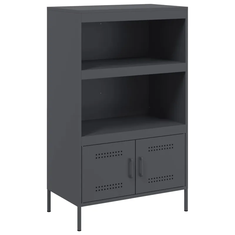 vidaXL Aparador de acero negro 68x39x113 cm - Muebles