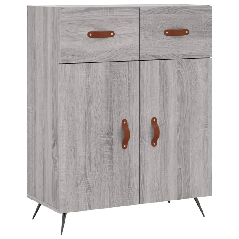 vidaXL Aparador de madera de ingeniería gris hormigón 69,5x34x90 cm - Muebles