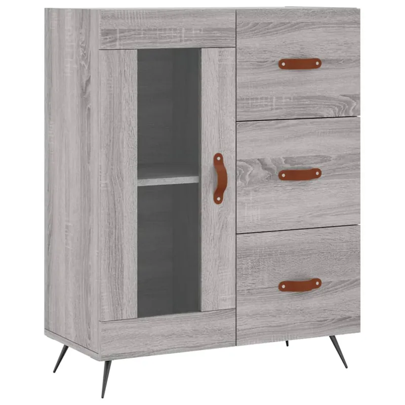 vidaXL Aparador de madera de ingeniería gris hormigón 69,5x34x90 cm - Muebles