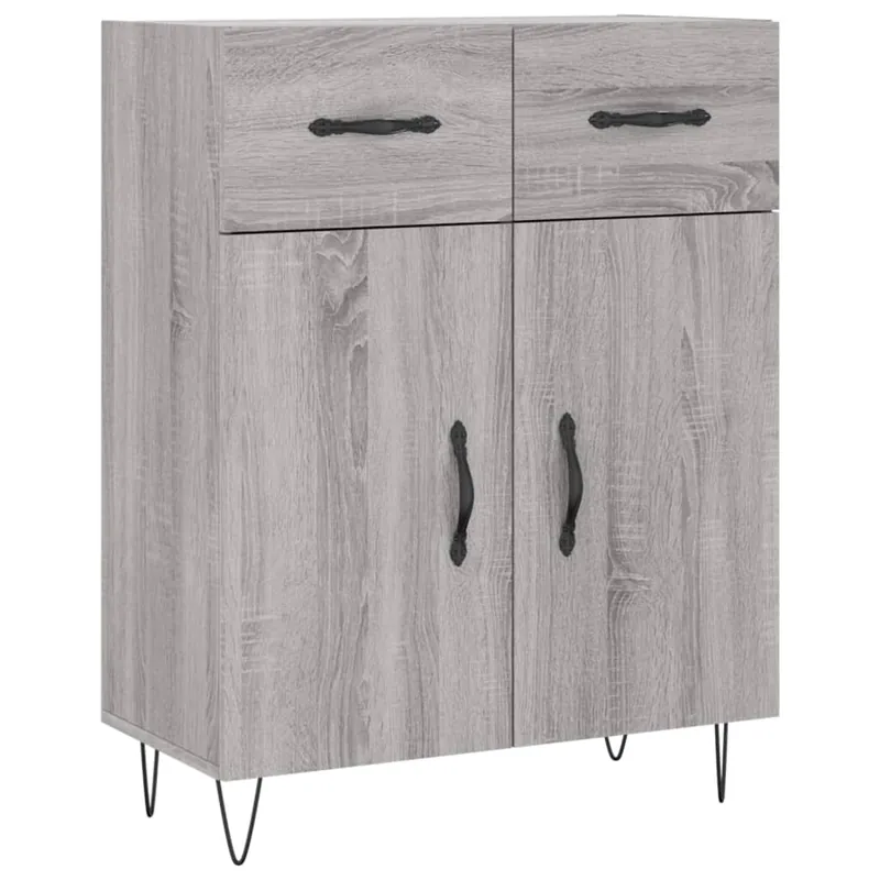 vidaXL Aparador de madera de ingeniería gris hormigón 69,5x34x90 cm - Muebles