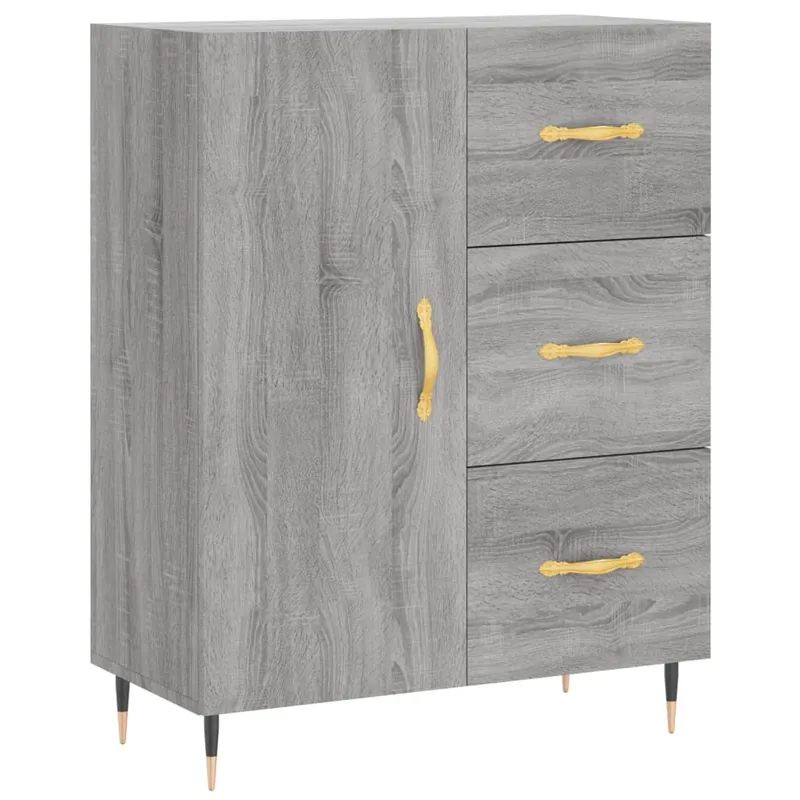 vidaXL Aparador de madera de ingeniería gris hormigón 69,5x34x90 cm - Muebles