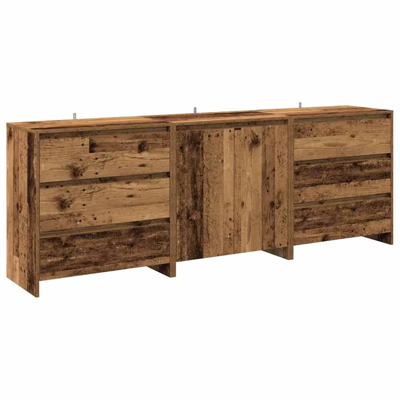 vidaXL Aparador de 3 piezas madera manufacturada blanca - Muebles