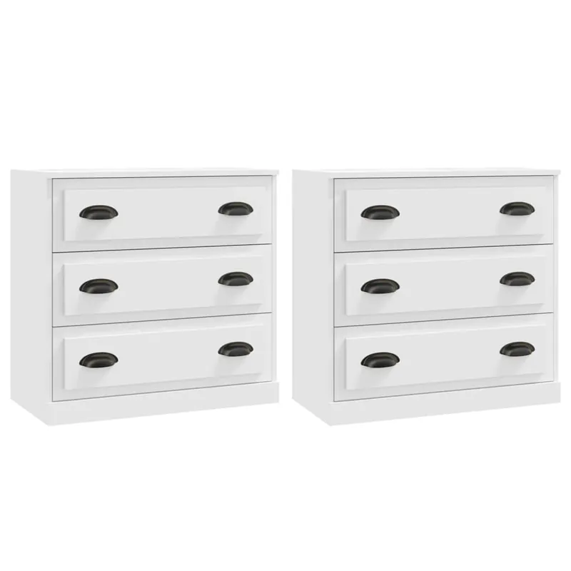 vidaXL Aparadores 2 piezas madera contrachapada blanco - Muebles