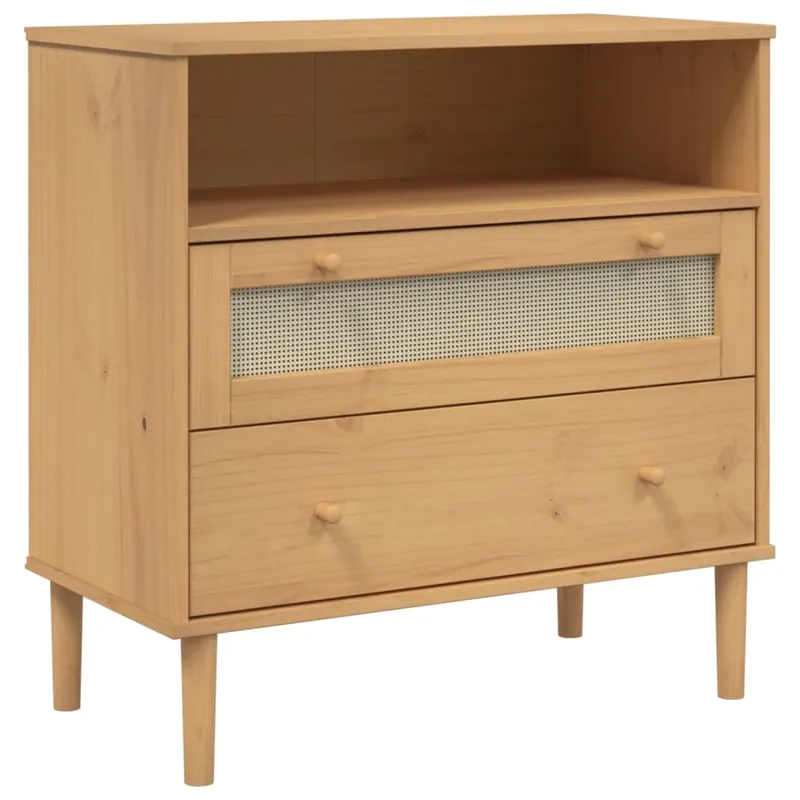 vidaXL Aparador SENJA aspecto de ratán madera pino marrón 80x40x80 cm - Muebles