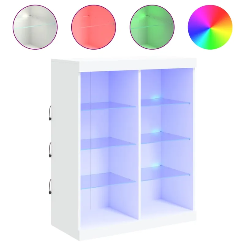 vidaXL Aparador con luces LED gris hormigón 81x37x100 cm - Muebles