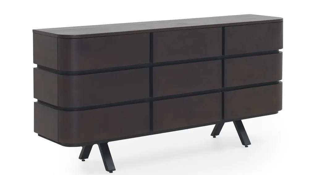 Aparador 9 cajones chapado en wengue con patas metalicas - Muebles